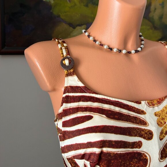 NWOT Maryan Mehlhorn Animal Print One-Piece Swimsuit + Silk Scarf Coverup, sz 12 - Picture 2 of 5